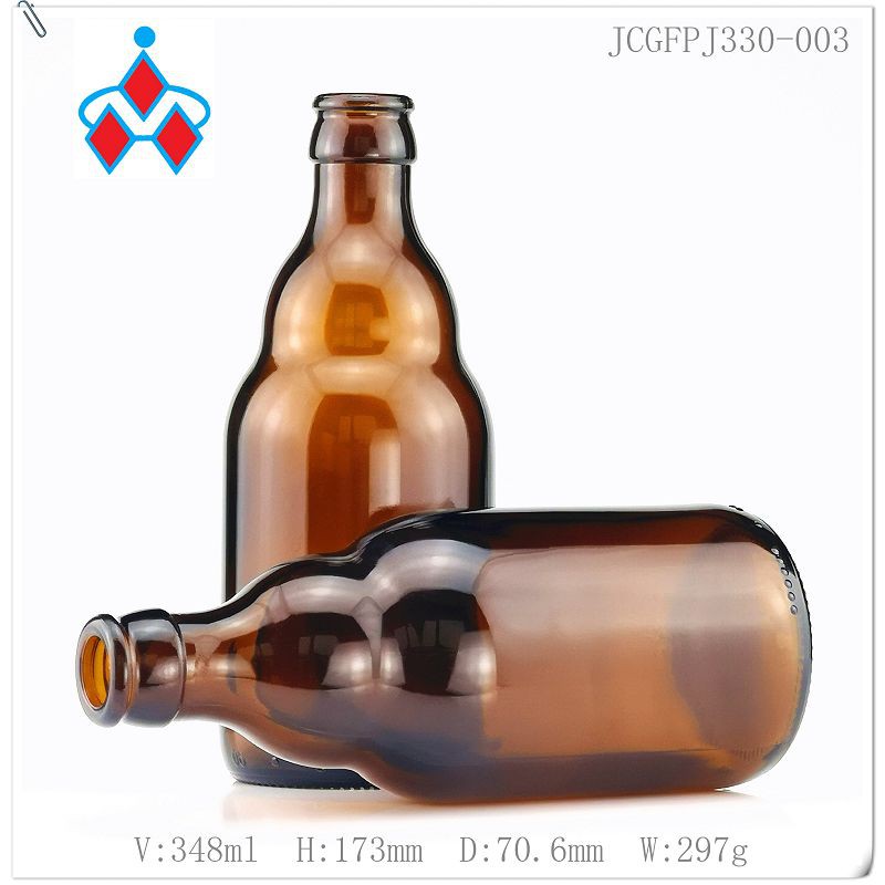 Botellas de cerveza con tapa de corona de ámbar