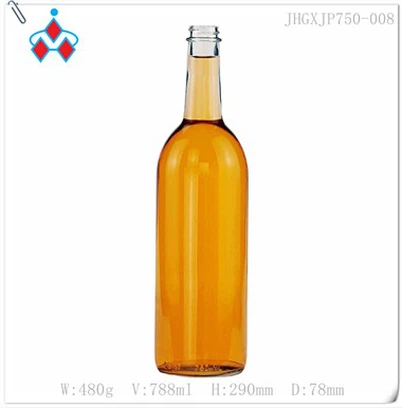 Botella de whisky de vidrio transparente 750ml